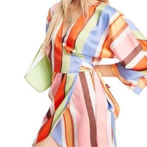 ASOS Multicolor Striped Wrap Dress